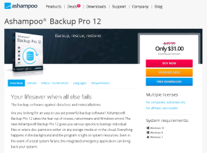 Ashampoo Backup Pro 12 for Windows machine backup to local and cloud